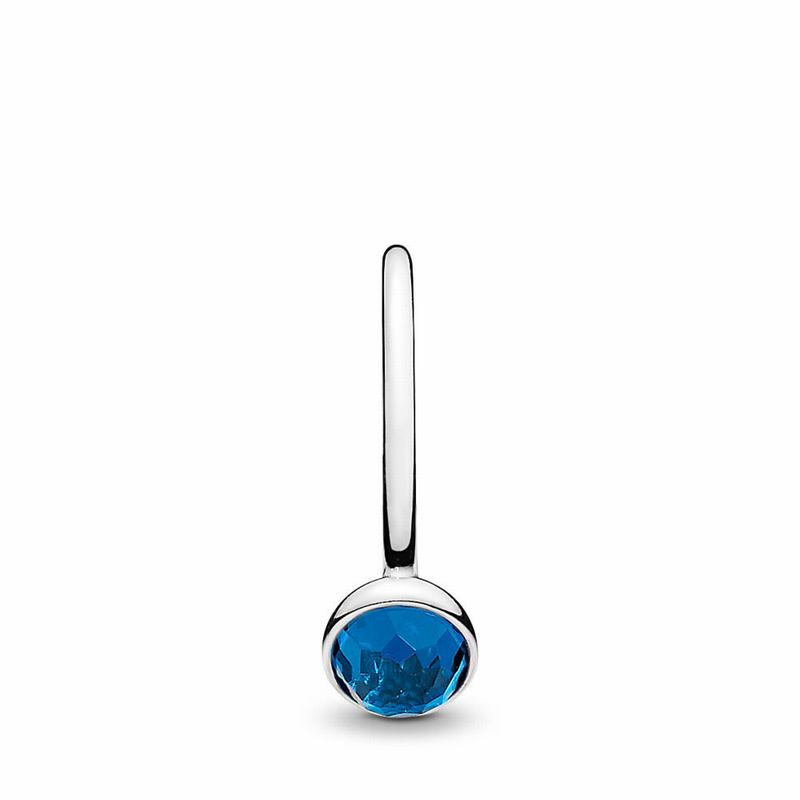 Pandora December Droplet Ring - Sterling Silver/Blue/Crystal - Canada | HU7212RG